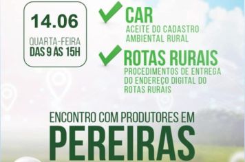 Participe do Mutirão do CAR e Rotas Rurais em Pereiras!
