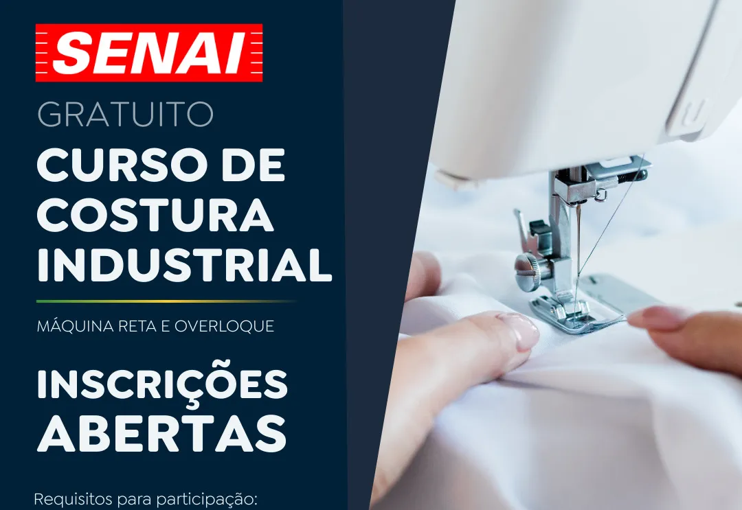 Curso gratuito de Costura Industrial abre inscrições em Pereiras