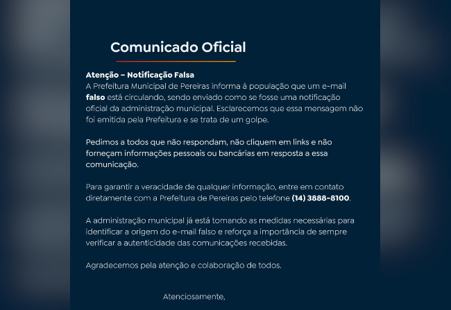 ATENÇÃO! NOTIFICAÇÃO FALSA!