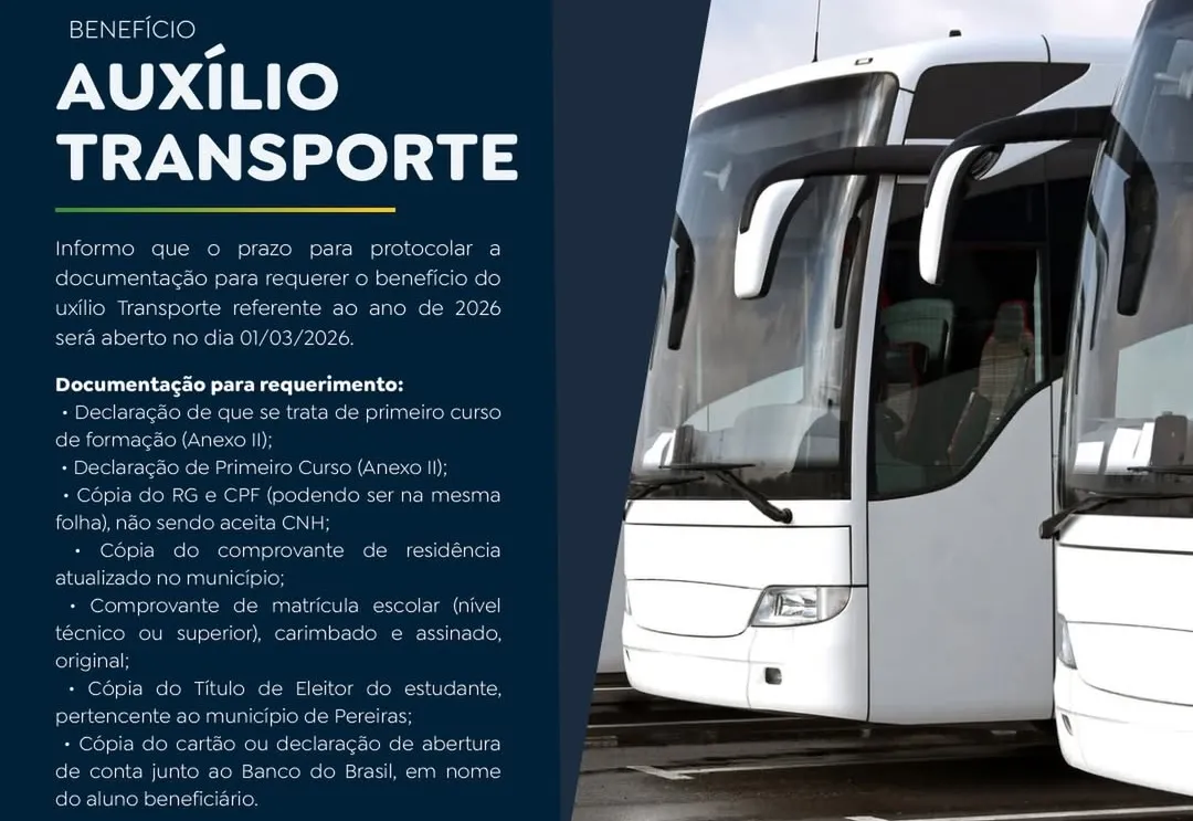 Auxílio Transporte Universitário 2026: prazo para requerimento está aberto